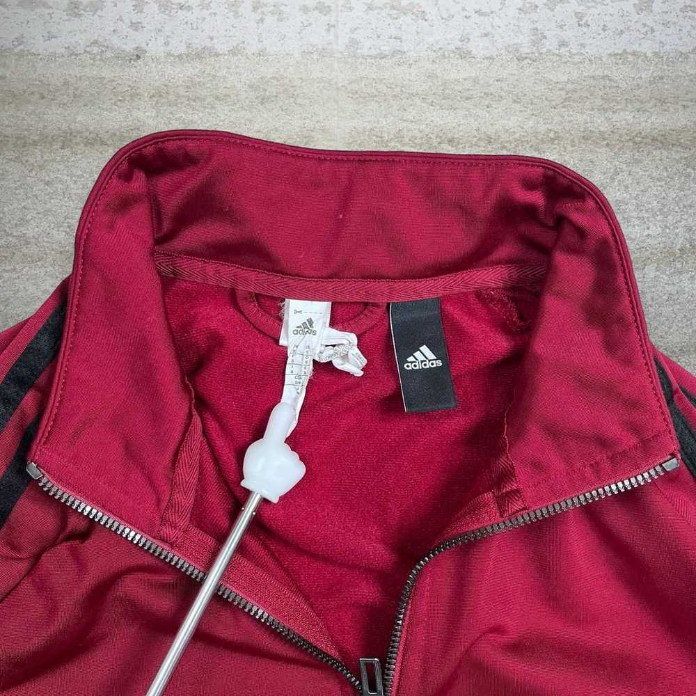 Adidas Track Jacket Maroon Red Black 3 Stripes Fu… - image 3