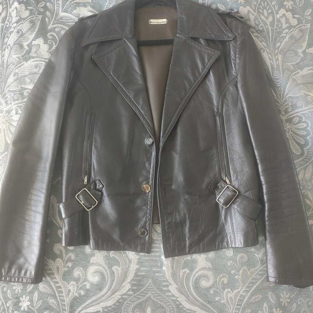 Vintage Leather Men's Biker Jacket Size 42 - image 1