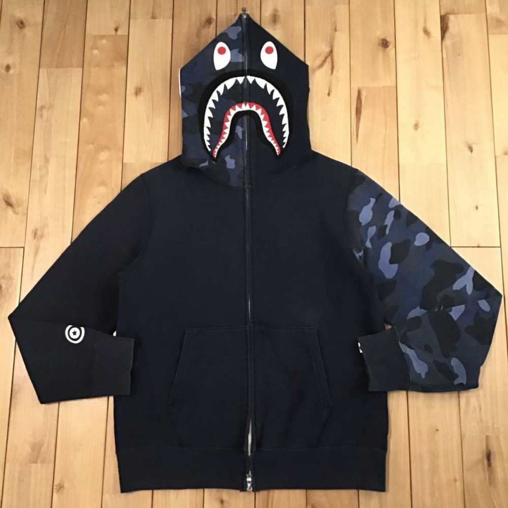 Bape BAPE Navy × Blue camo Shark full zip hoodie … - image 1