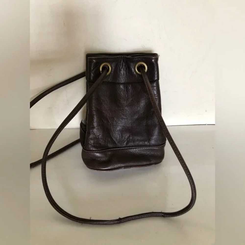 DKNY vintage leather bucket brown shoulder or cro… - image 5