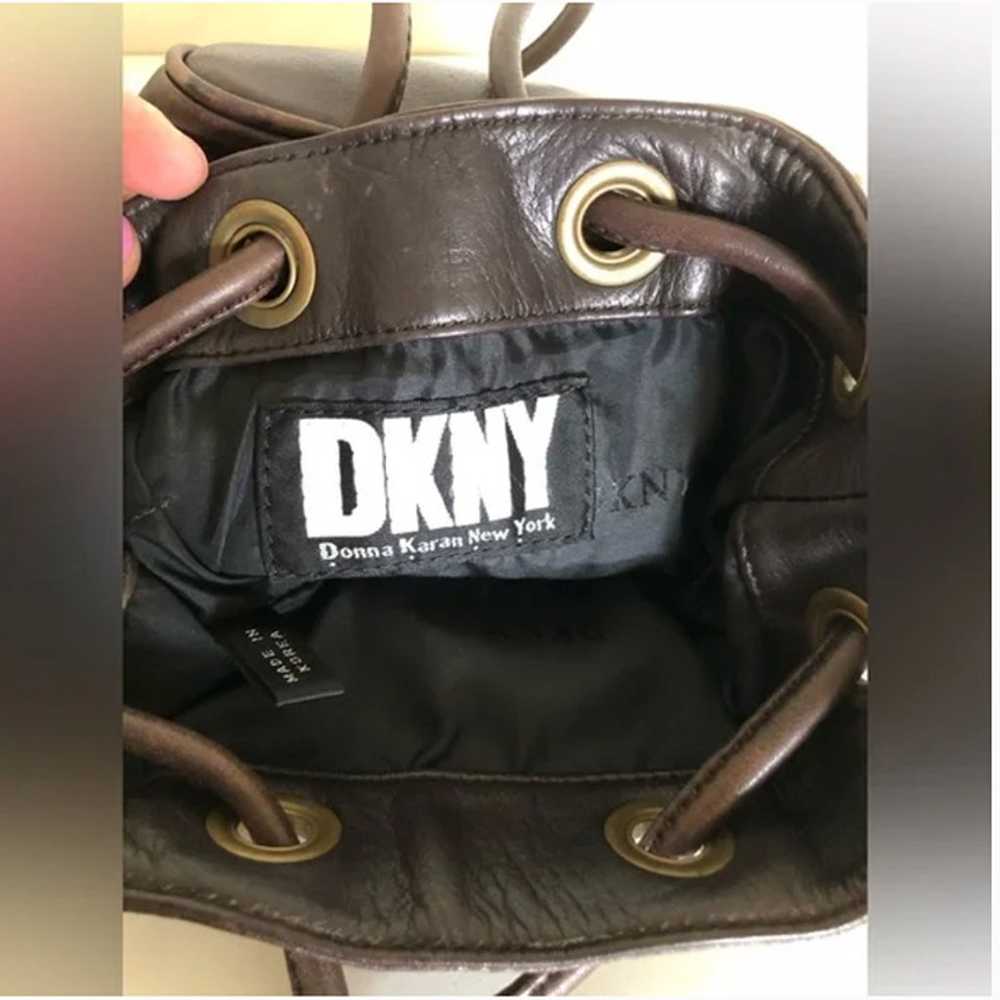 DKNY vintage leather bucket brown shoulder or cro… - image 7