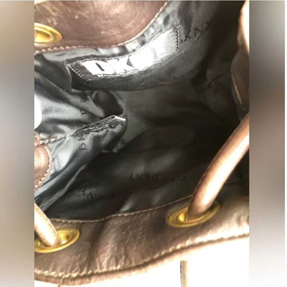 DKNY vintage leather bucket brown shoulder or cro… - image 8