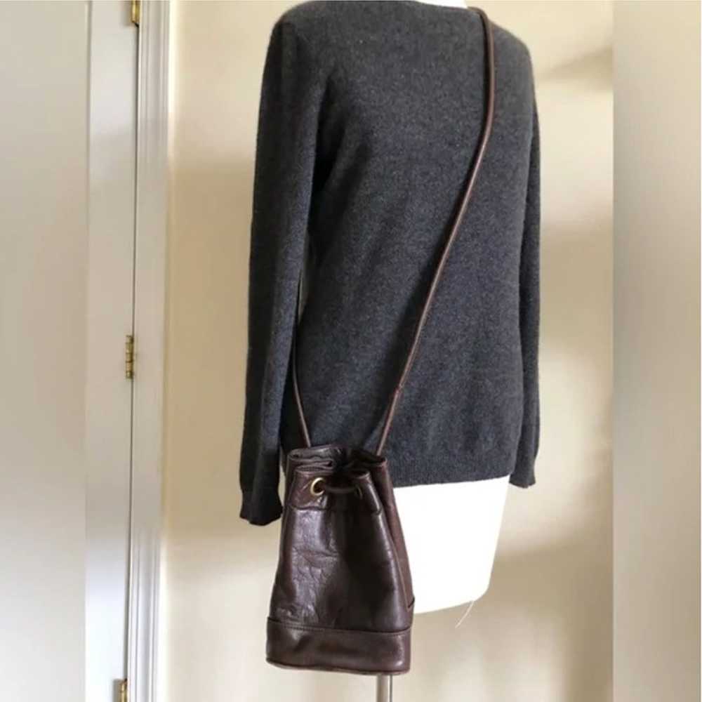 DKNY vintage leather bucket brown shoulder or cro… - image 9