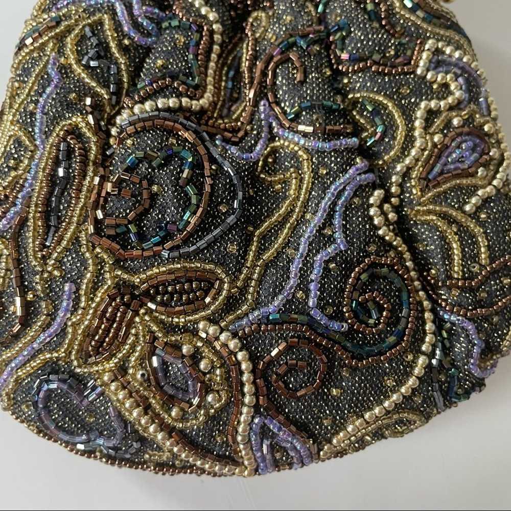 Vintage 1980s Beaded Evening Bag Kisslock Chain S… - image 10