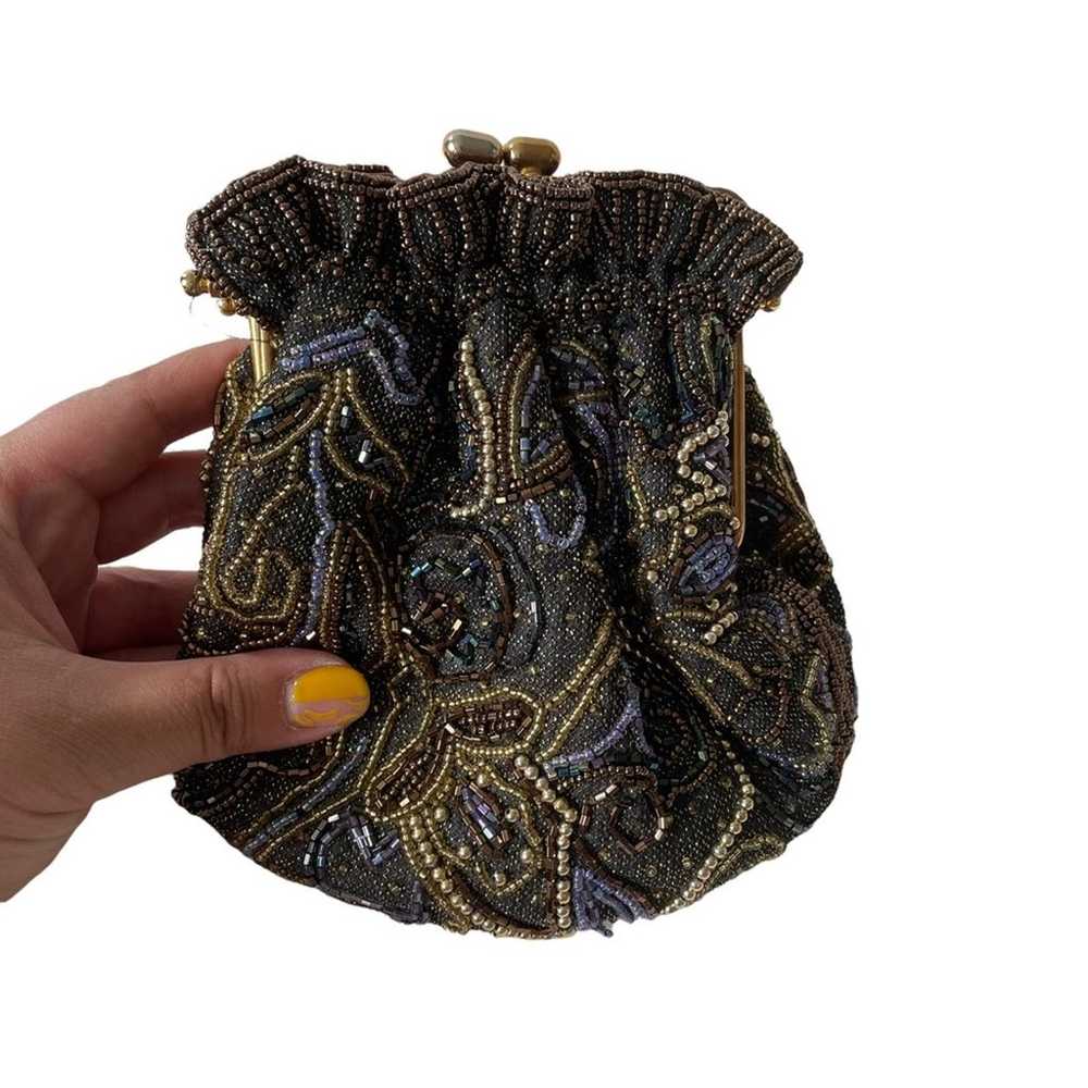 Vintage 1980s Beaded Evening Bag Kisslock Chain S… - image 5