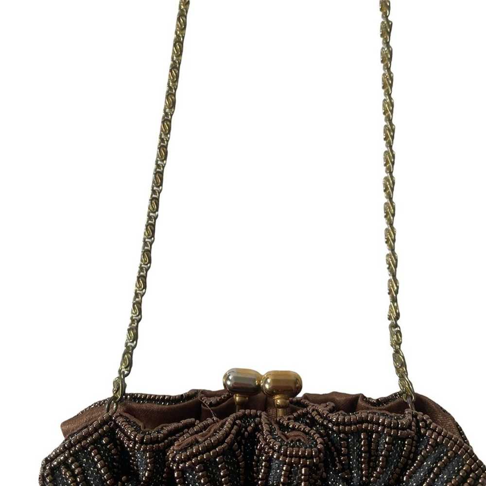 Vintage 1980s Beaded Evening Bag Kisslock Chain S… - image 9