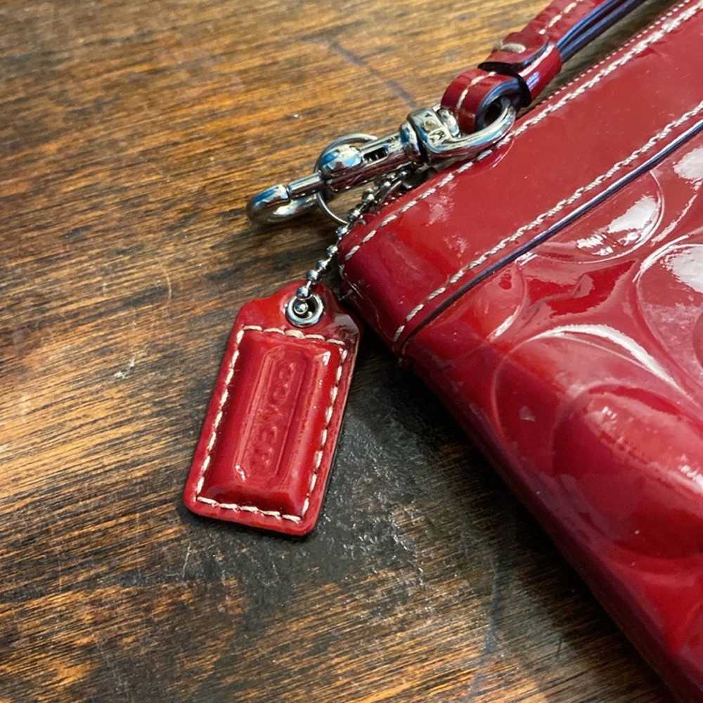 Coach red patent leather raised logo wristlet, EU… - image 4