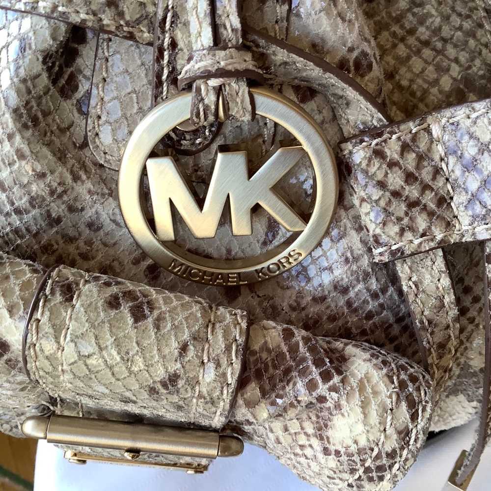 Michael Kors Acorn Snakeskin Leather Shoulder Bag - image 4