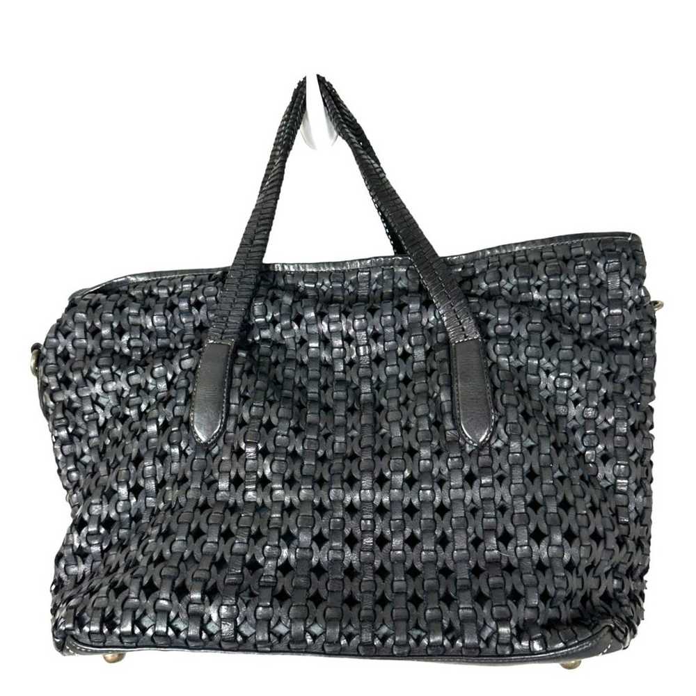 Platania Leather Black Woven Shoulder Bag - image 3