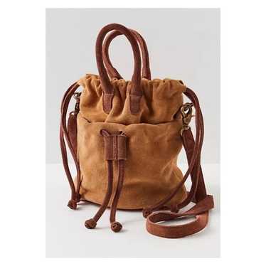 NEW Free People Scout Suede Bucket Bag Tan - image 1