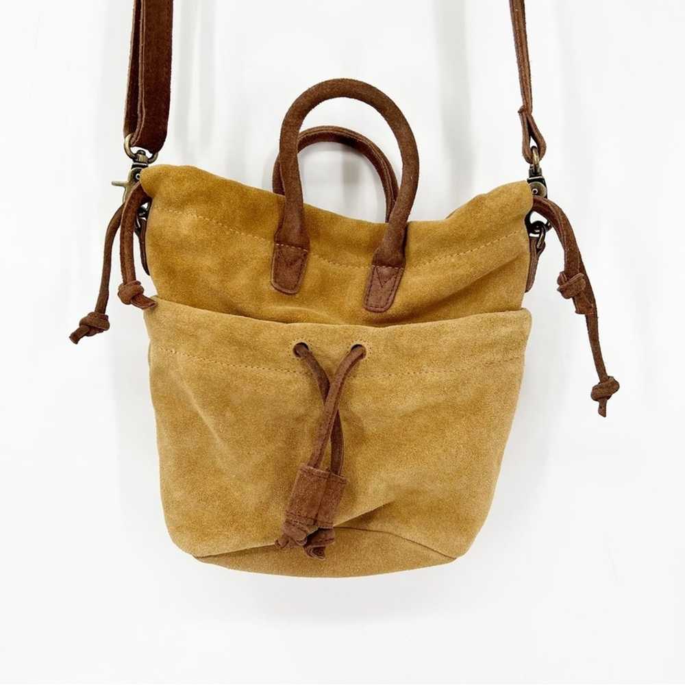 NEW Free People Scout Suede Bucket Bag Tan - image 3