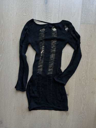Jaded London Black Umbra Shredded Mini Dress