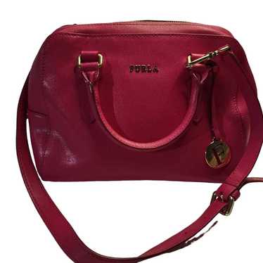Furla Womens Elena Satchel Handbag Hot Pink Leath… - image 1