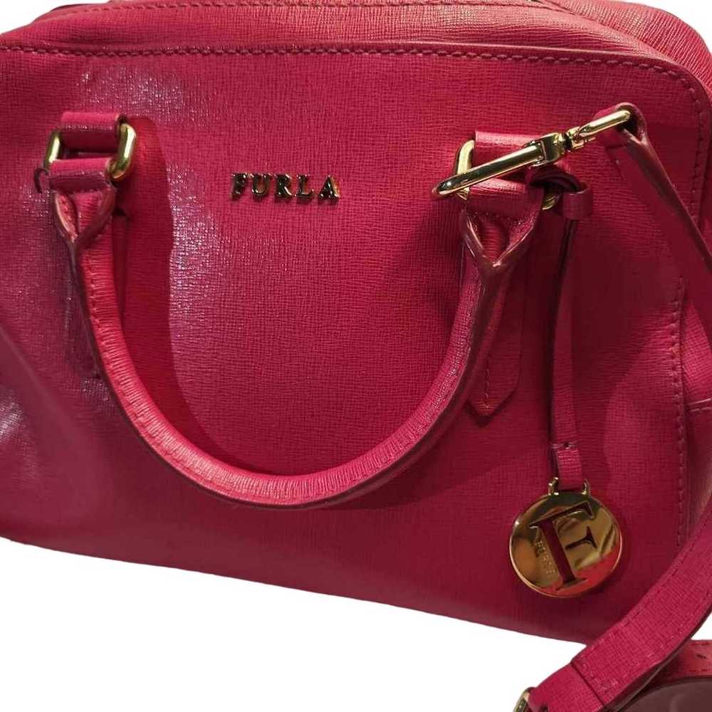Furla Womens Elena Satchel Handbag Hot Pink Leath… - image 2