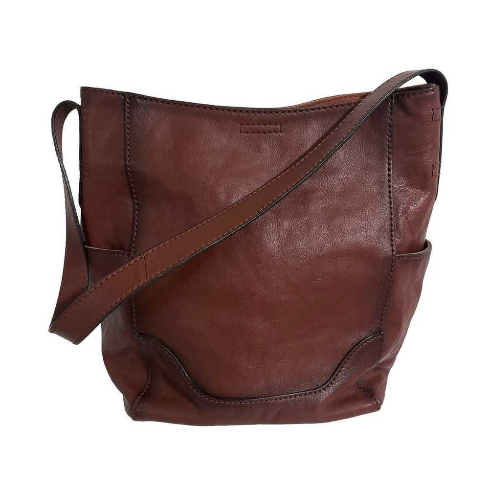 Frye Side Pockets Cognac Brown Leather Hobo Shoul… - image 3