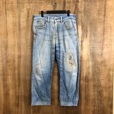 Vintage - Blue Distressed Denim Pants Patchwork #… - image 1