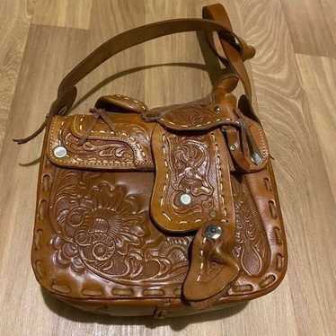 Vintage 1970’s Handmade Leather Saddle Purse