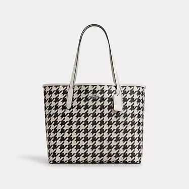 Coach City Tote Bag With Houndstooth Print