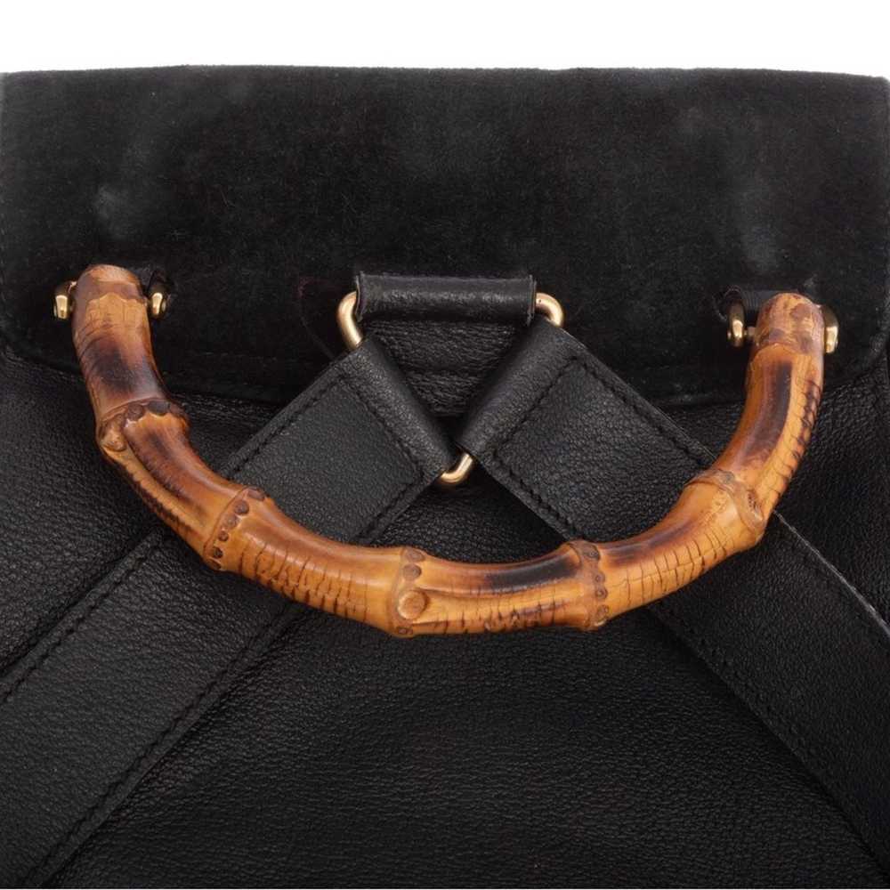 Gucci Large Suede bamboo handled backpack - image 2