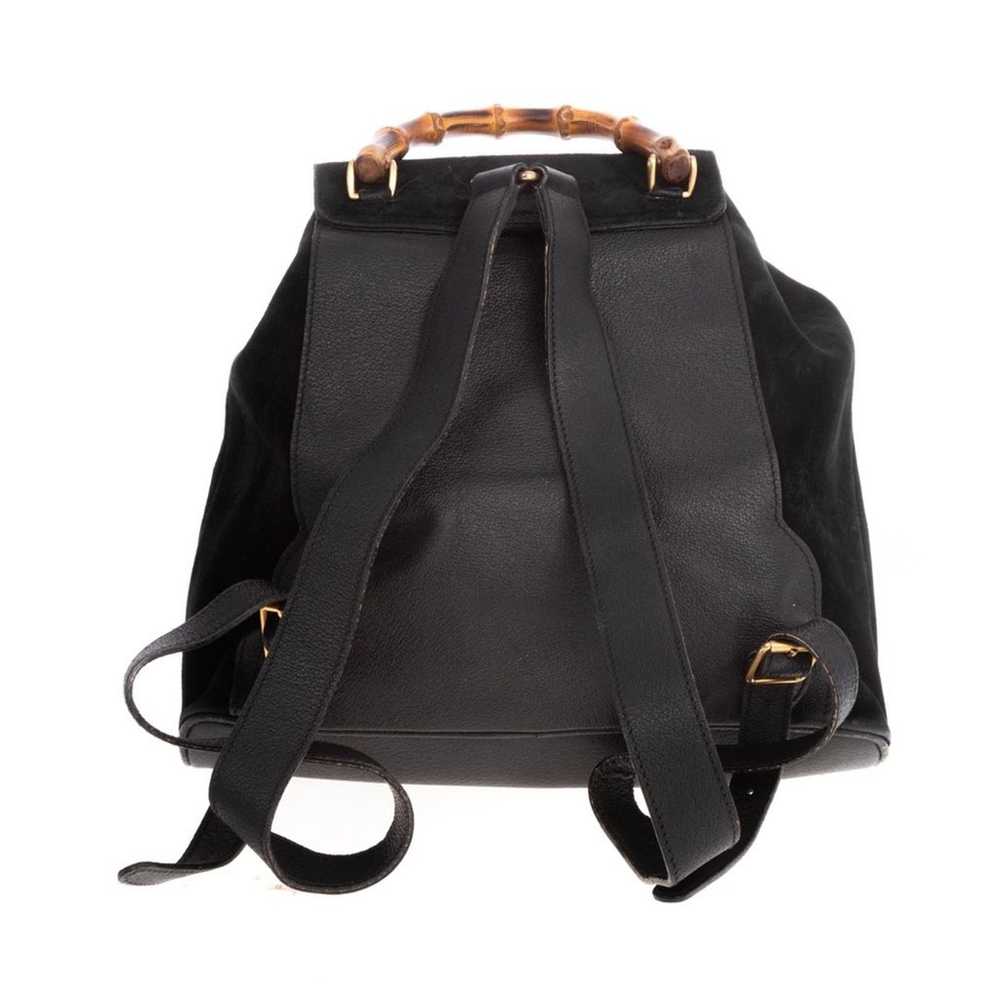 Gucci Large Suede bamboo handled backpack - image 5