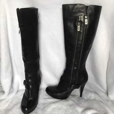 Guess Black Leather Tall Boots