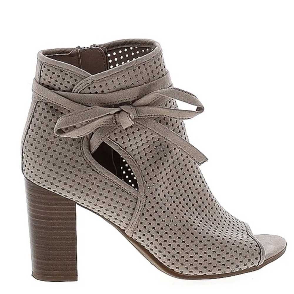 Sam Edelman Open Toe Bootie Perforated Suede Bow … - image 1