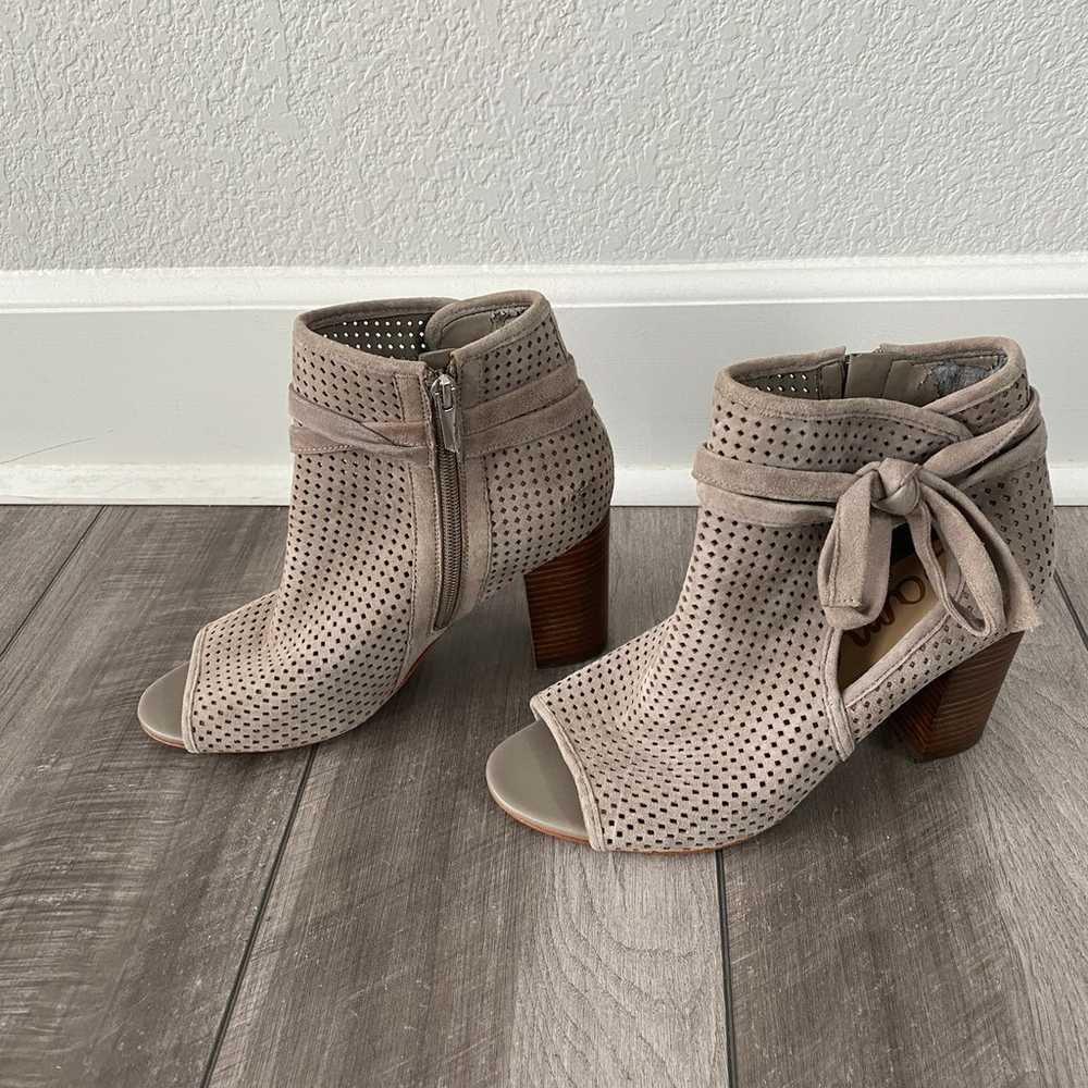 Sam Edelman Open Toe Bootie Perforated Suede Bow … - image 4