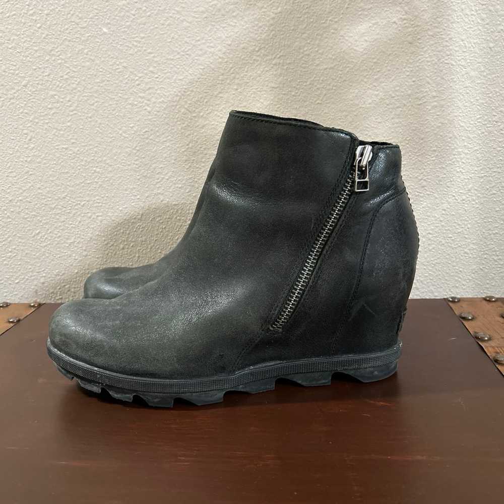 Sorel Black Leather Wedge Ankle Boots - image 4