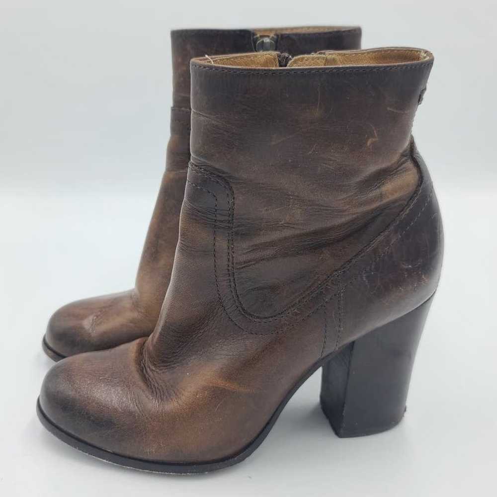 Frye Brown Leather Parker Short Zip Up Heeled Boo… - image 2