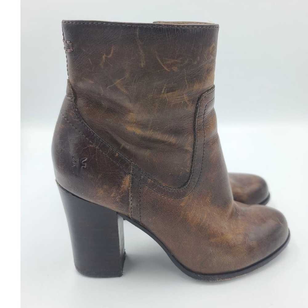 Frye Brown Leather Parker Short Zip Up Heeled Boo… - image 5