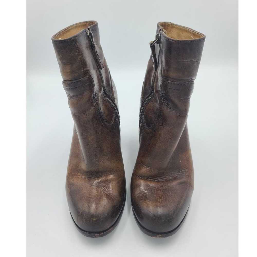 Frye Brown Leather Parker Short Zip Up Heeled Boo… - image 6