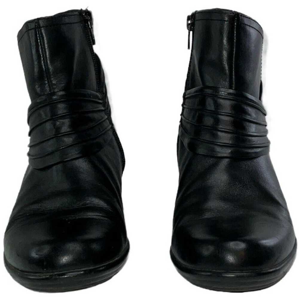 CLARKS Black Leather Zip Ankle Boots Womens Size 8 - image 2