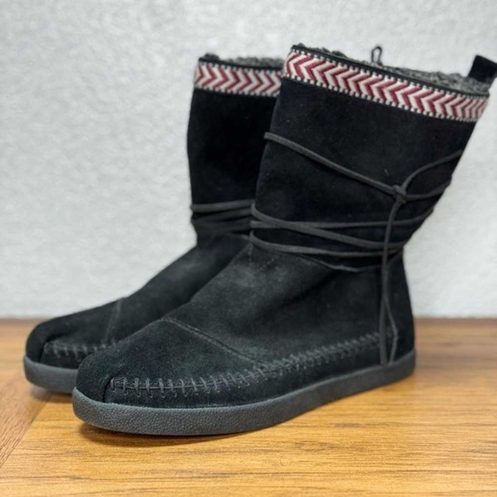 Toms Nepal Black Leather Suede Booties size 8 - image 2