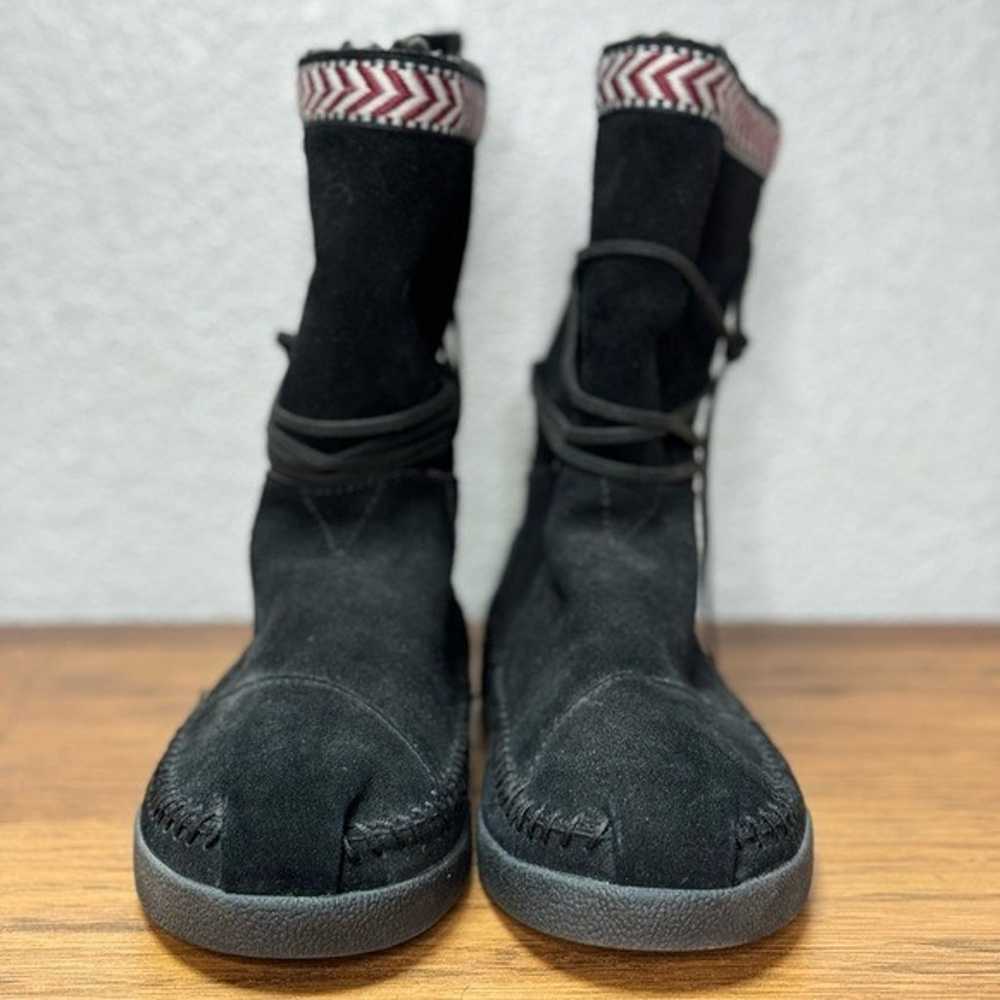Toms Nepal Black Leather Suede Booties size 8 - image 3