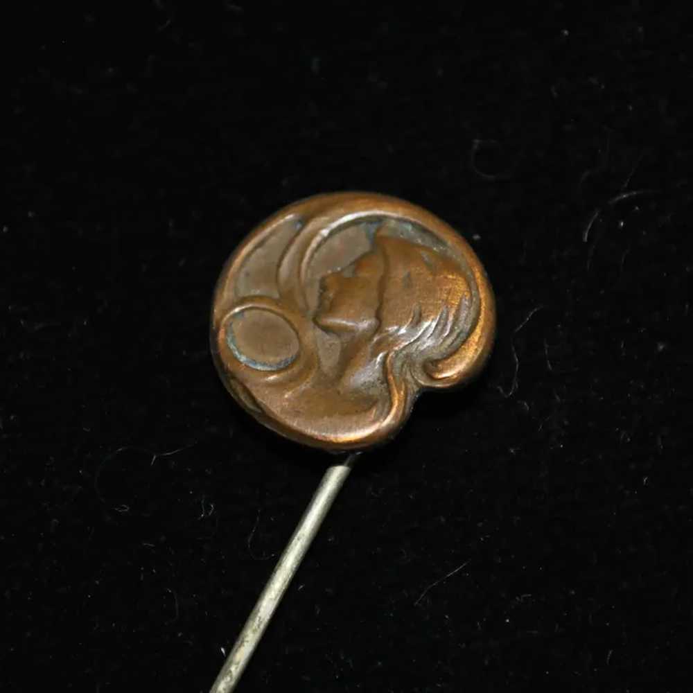 Brass Art Nouveau Woman Stick / Scarf / Cravat Pin - image 2