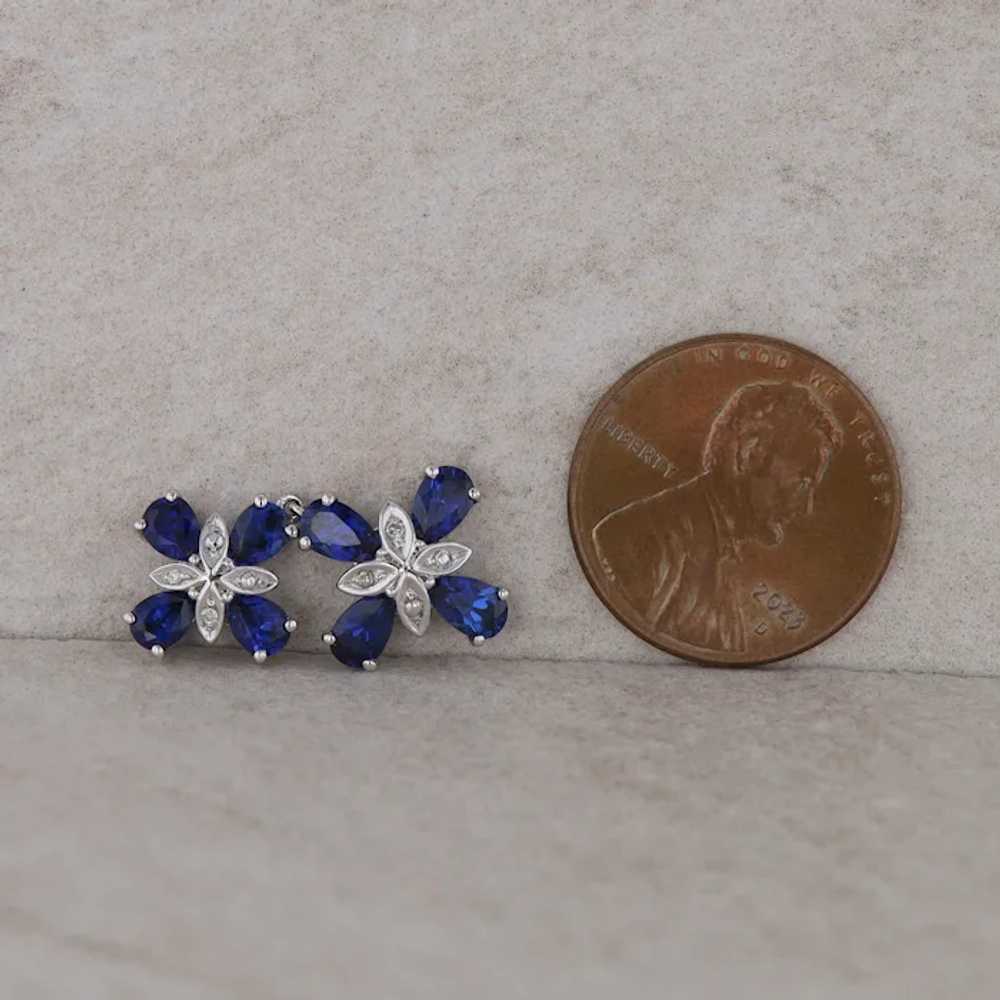 14k White Gold Lab Grown Sapphire and Diamond Dan… - image 3