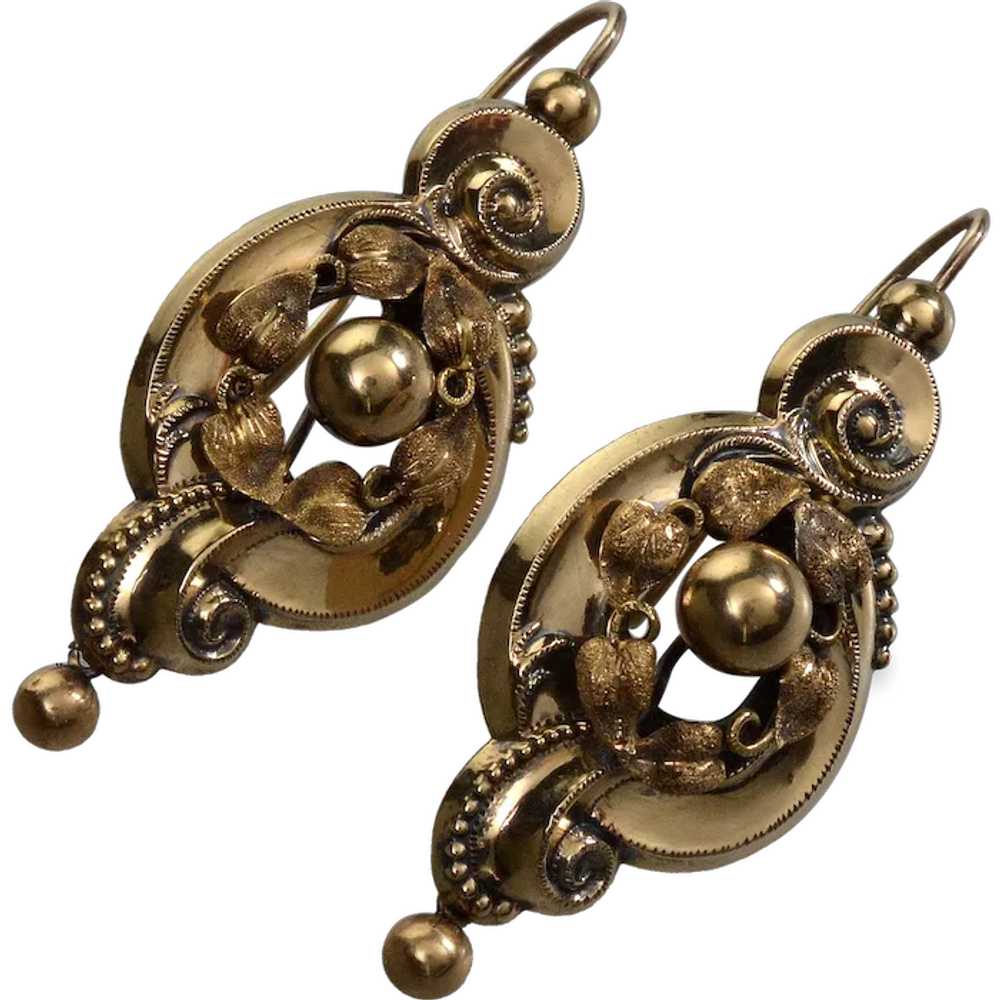 Antique Victorian 10K Gold Baroque Earrings C.1880 - image 1