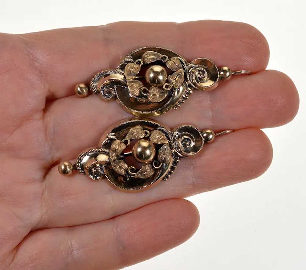 Antique Victorian 10K Gold Baroque Earrings C.1880 - image 2