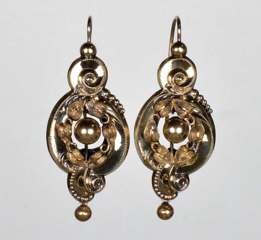 Antique Victorian 10K Gold Baroque Earrings C.1880 - image 4