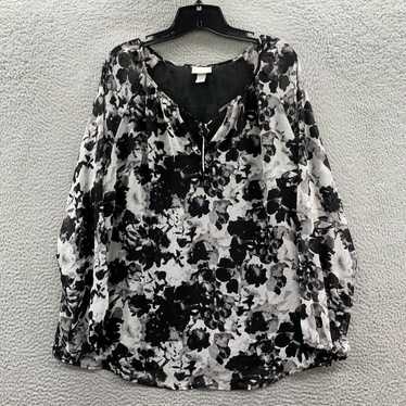 Vintage Ava And Viv Blouse Womens 1X Top Floral L… - image 1