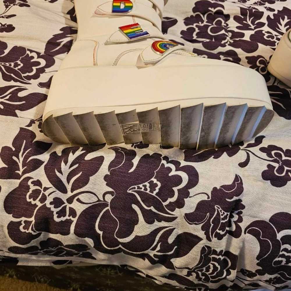 Y.R.U Karma HI Pride White Platform Boots Rainbow… - image 5