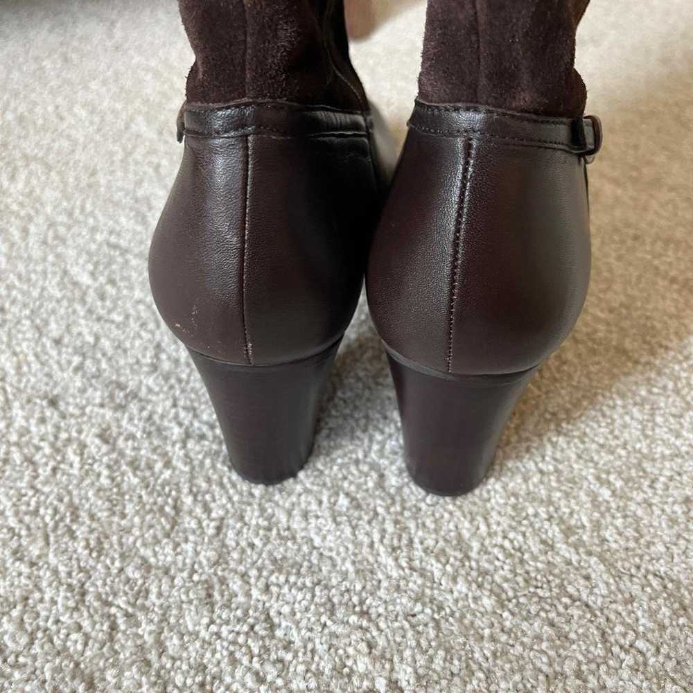 TALBOTS Brown Leather and Suede Heeled Boots Size… - image 8