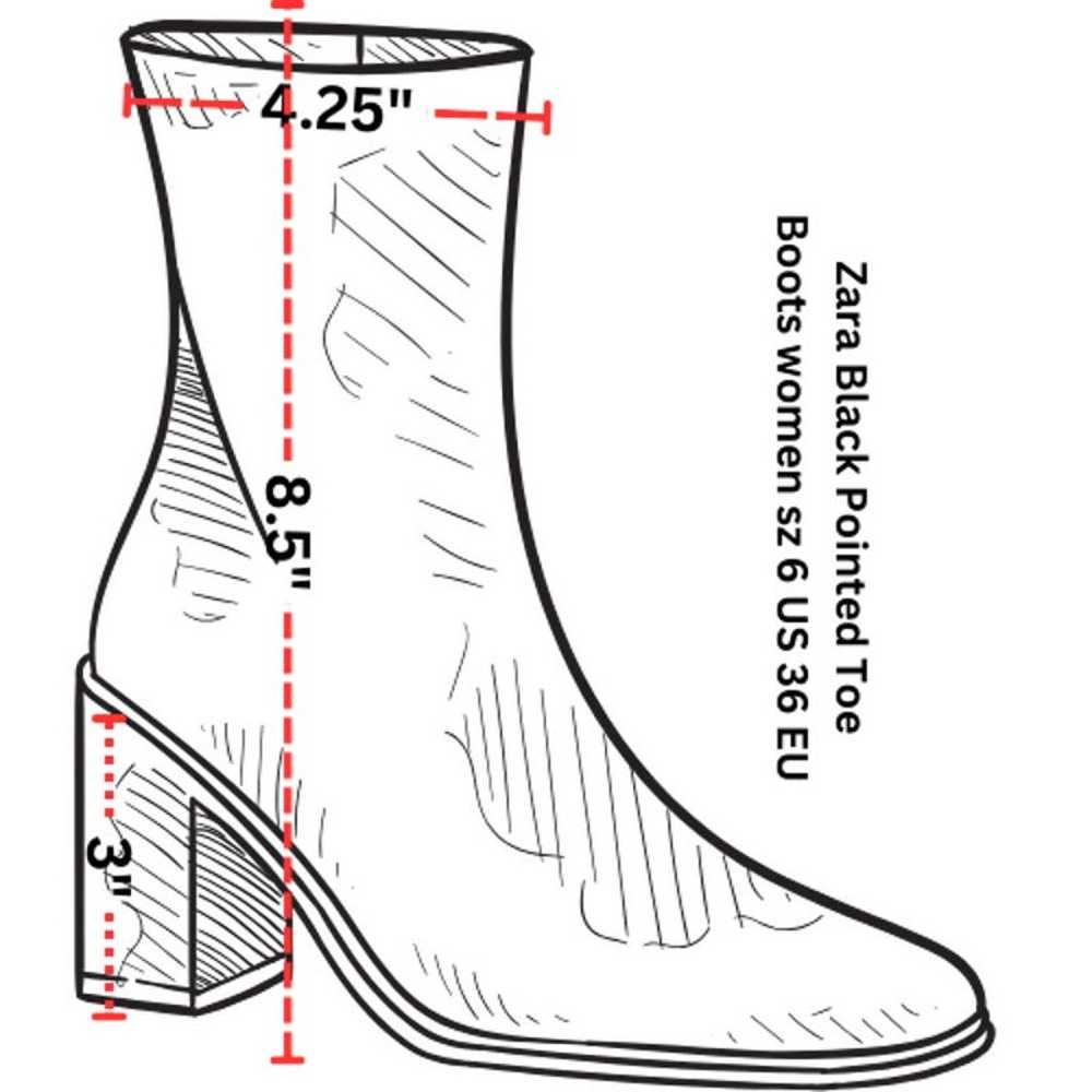 * Zara Black Pointed Toe Boots women sz 6 US 36 EU - image 2