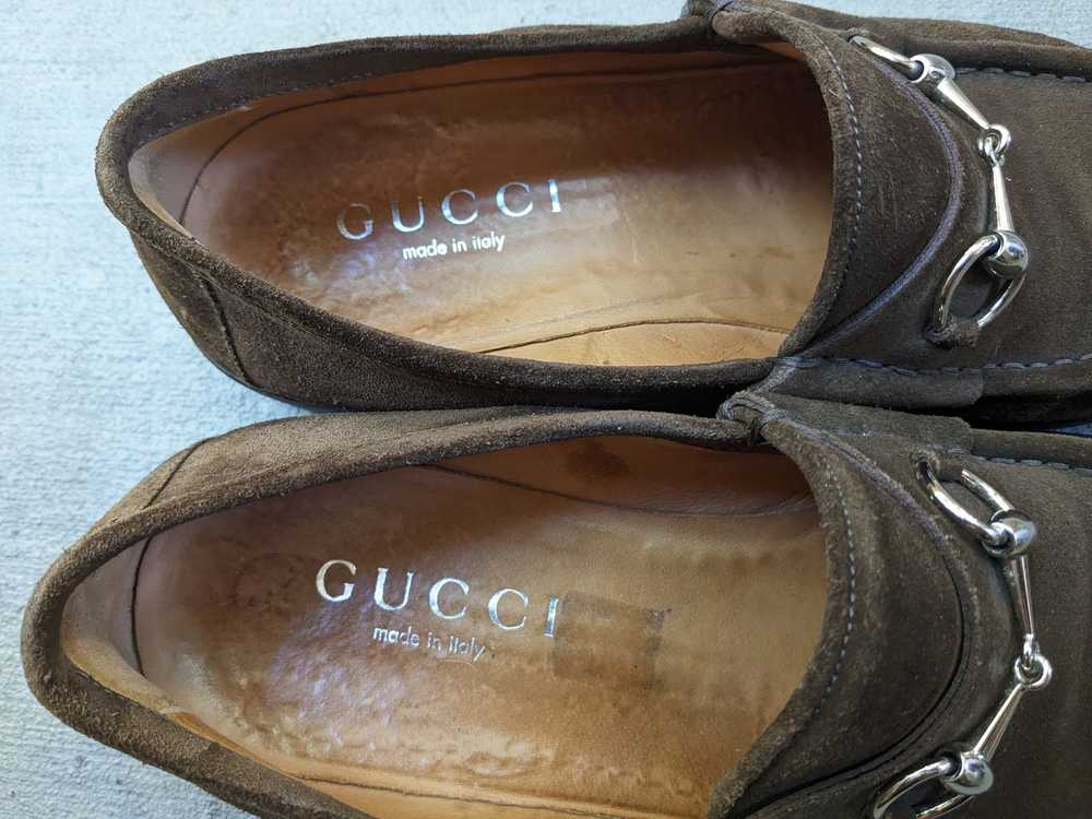 Gucci Gucci Horsebit Loafers Brown Suede 11 Leath… - image 4