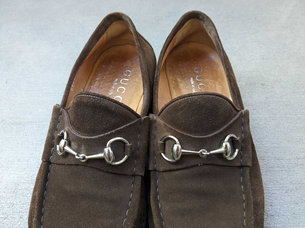 Gucci Gucci Horsebit Loafers Brown Suede 11 Leath… - image 5