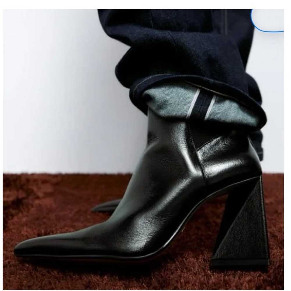 NEW ZARA Geometric Heel Ankle Boots 7.5 Black - image 1