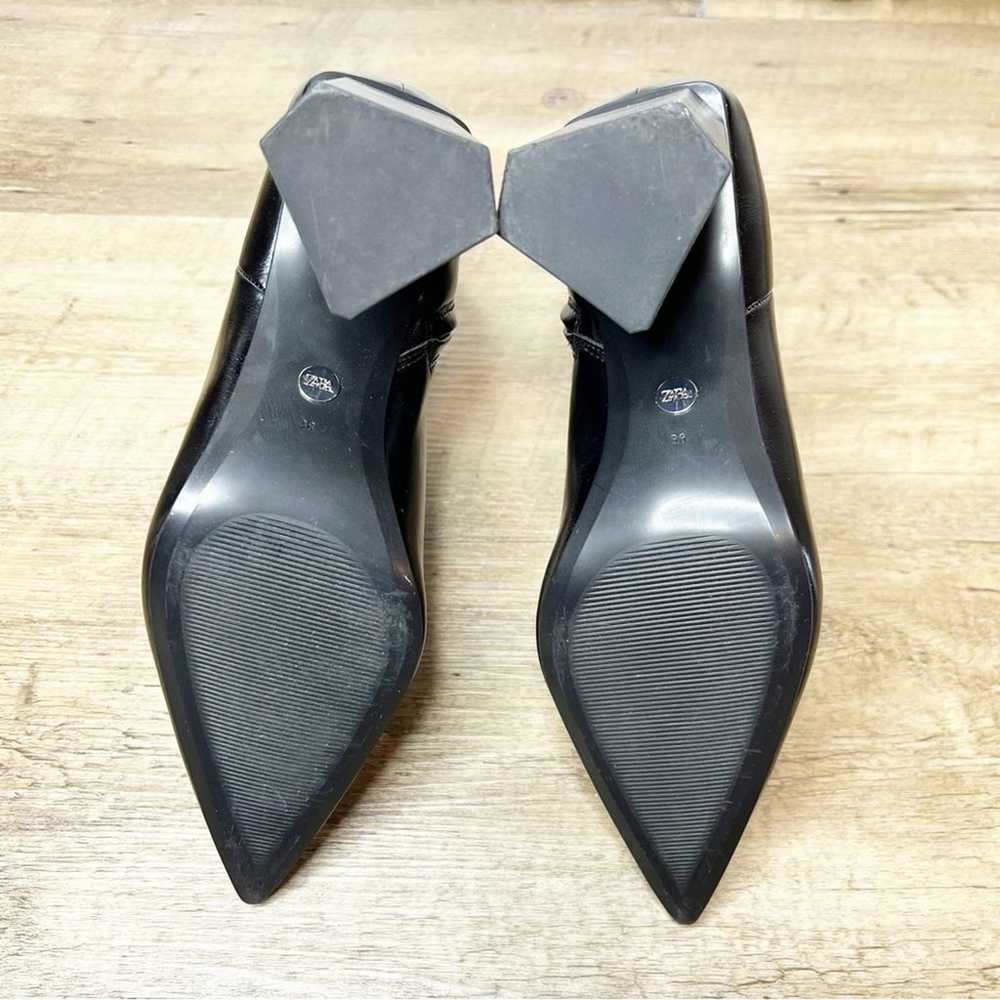 NEW ZARA Geometric Heel Ankle Boots 7.5 Black - image 7