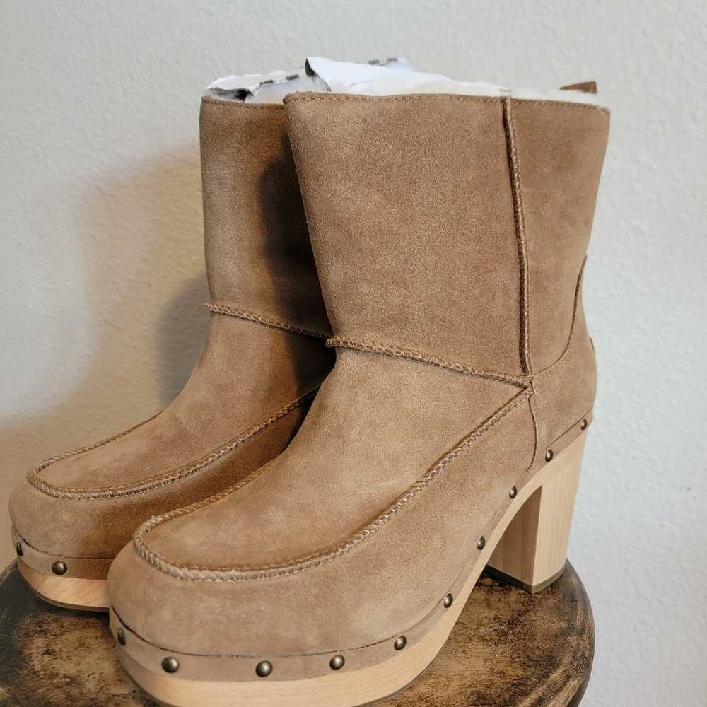 UGG KOURI SUEDE HIGH HEEL CLOGS BOOTS - CHESTNUT … - image 1