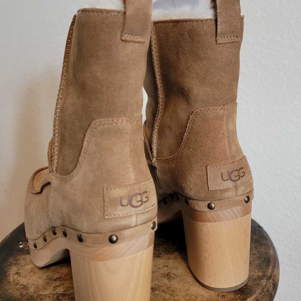 UGG KOURI SUEDE HIGH HEEL CLOGS BOOTS - CHESTNUT … - image 3