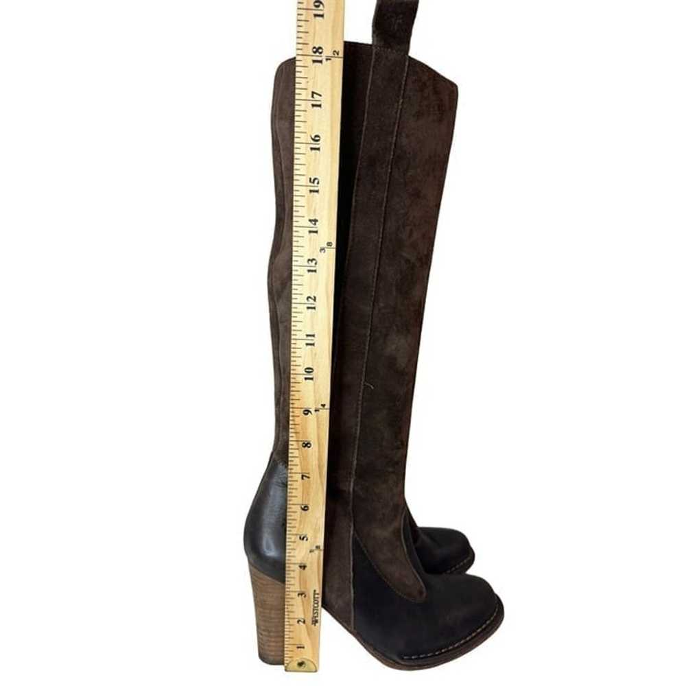 Frye Villager Pull On Knee High Brown Leather Sue… - image 9